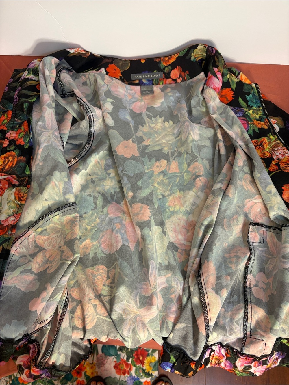 Kate & Mallory - Lightweight Black Floral Botanical AI Dream Bomber Jacket - Picture 11 of 11